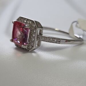 Pink To Blue Ombre Sterling Silver Size 9 Ring Vintage Inspired Ethereal